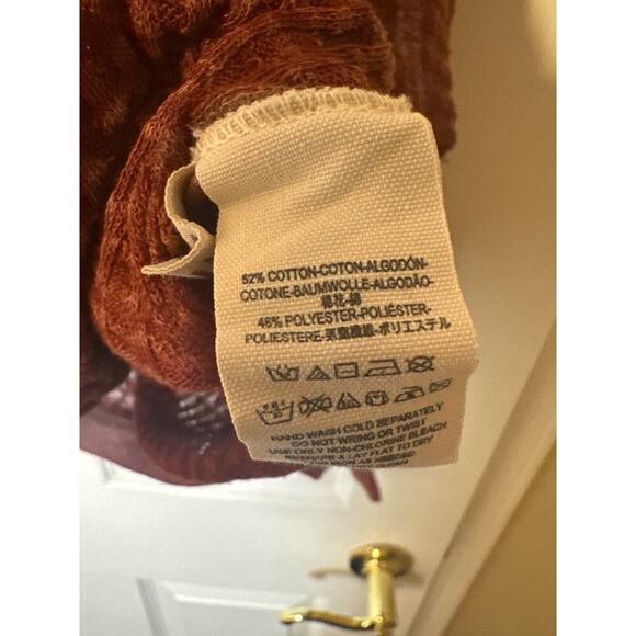 We The Free‎ Waffle Knit Top Woman XS Sweater Long Sleeve Burnt Orange V Neck - Picture 6 of 11